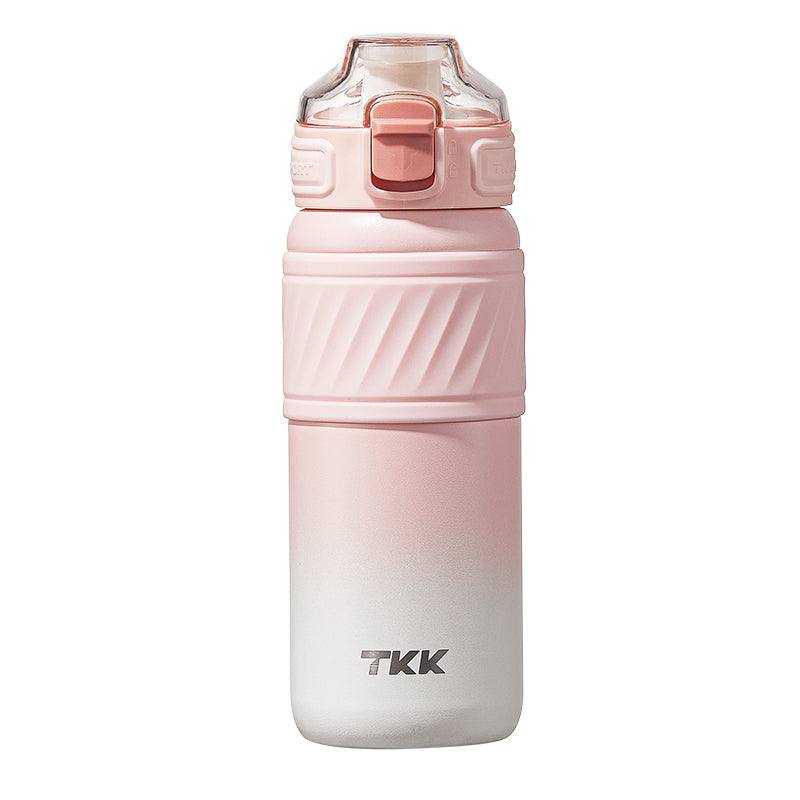 TKK 500ML Insulated Waterr Bottle with Straw, Double Wall Leak-Proof Thermos Vacuum Reusable Stainless Steel Tumbler