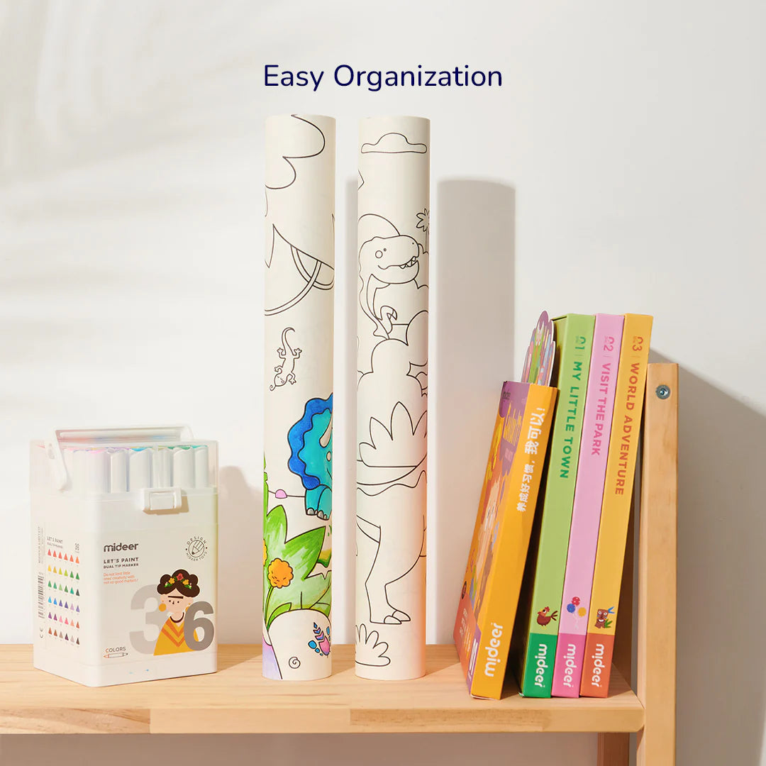Mideer 4 Meters Adhesive Coloring Scroll: The Magic Zoo