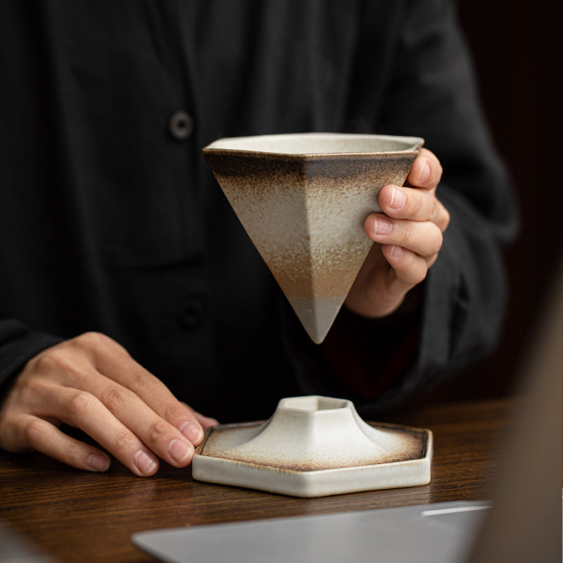 Set of 6 Colors Eco-Friendly Premium Vintage Ceramic 180ml Coffe Cup with Saucer Cone-Shaped