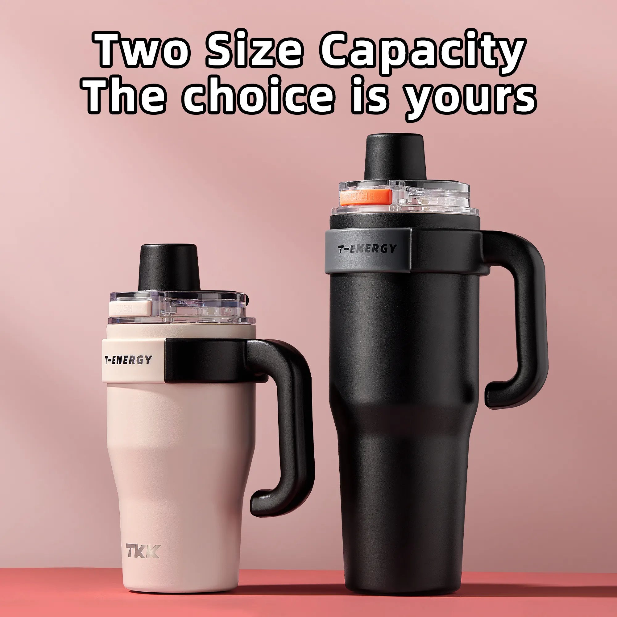 TKK Ceramic Coating Tumbler with Handle, Double Wall Vacuum Bottle With Straw and Lid, Hot for 12hrs and Cold For Up to 24hrs