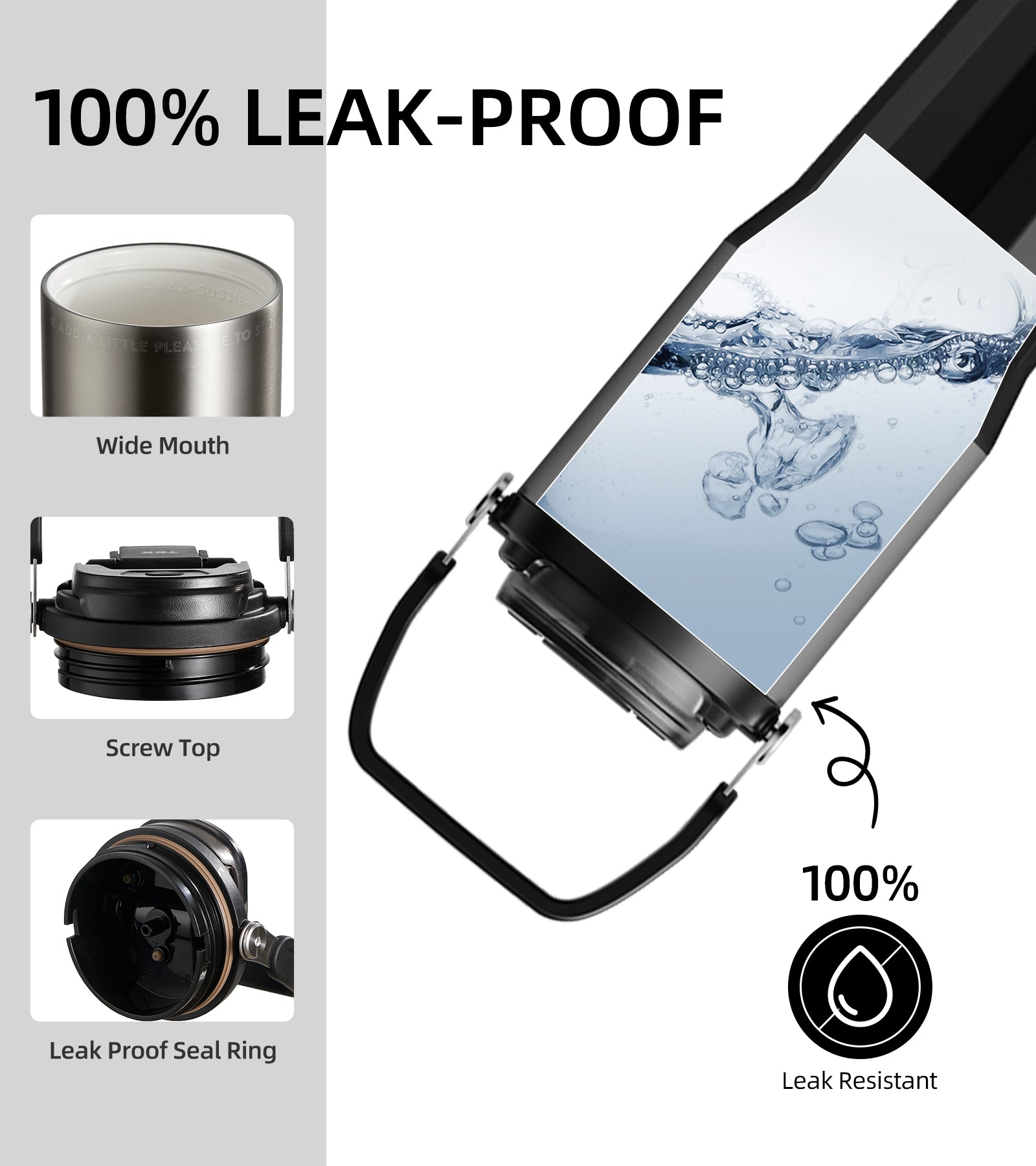 TKK Premium Leakproof Vaccum Bottle Ceramic Coated Tumbler with Straw Lid, 700ml Stainless Steel