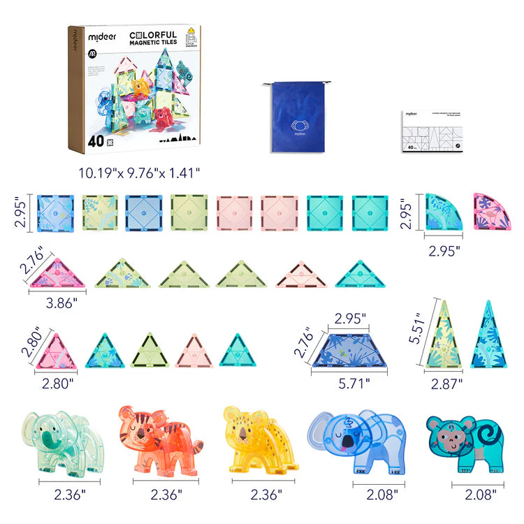MiDeer Colorful Magnetic Tiles: Wonderful Forest 40P