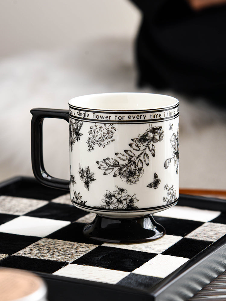 Coffe Mug French Retro Camellia Classical Vintage House Use Nordic Style 300ml