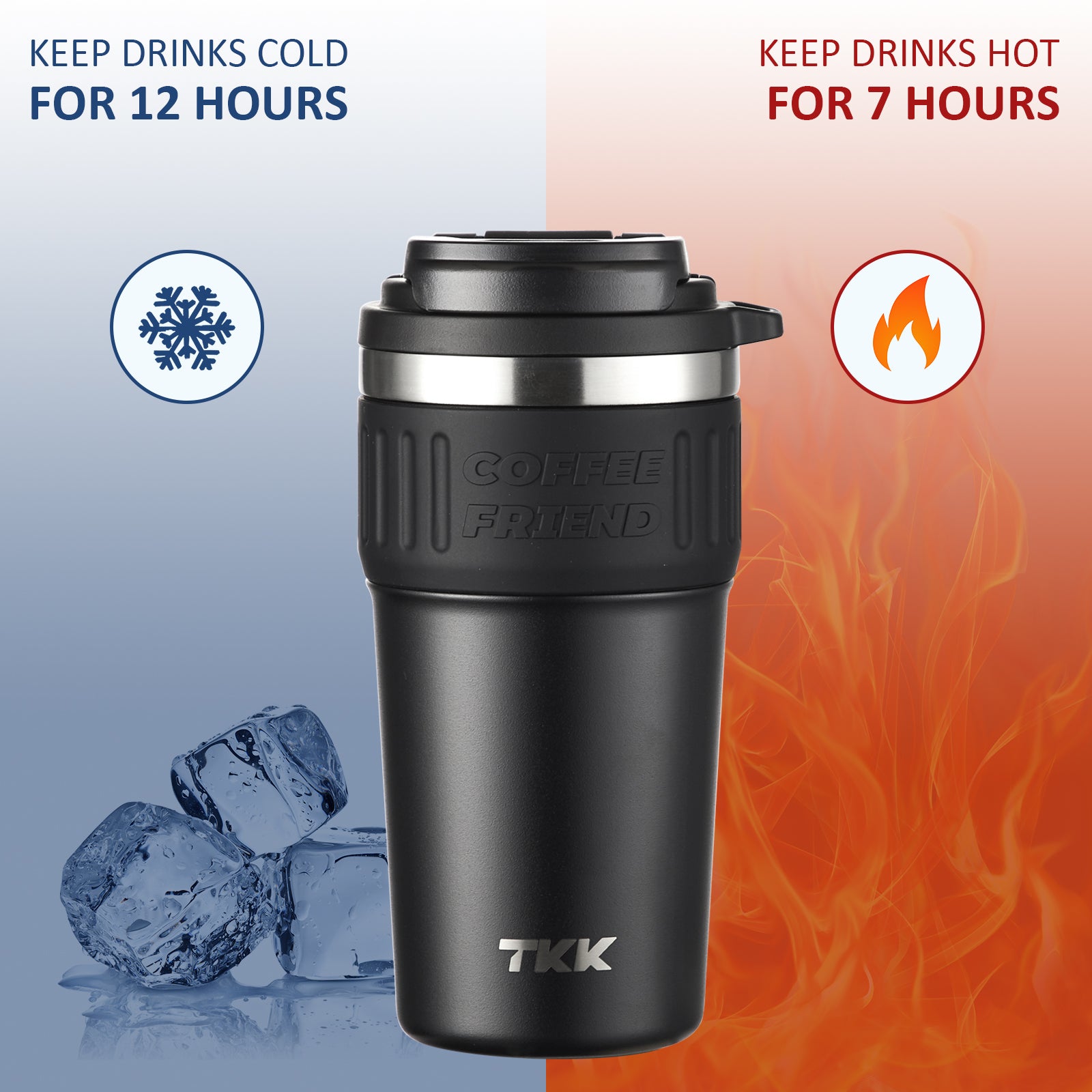 TKK Insulated Coffee Mug Ceramic Coating 21oz, 650ml with Strap for Hot and Iced Beverage