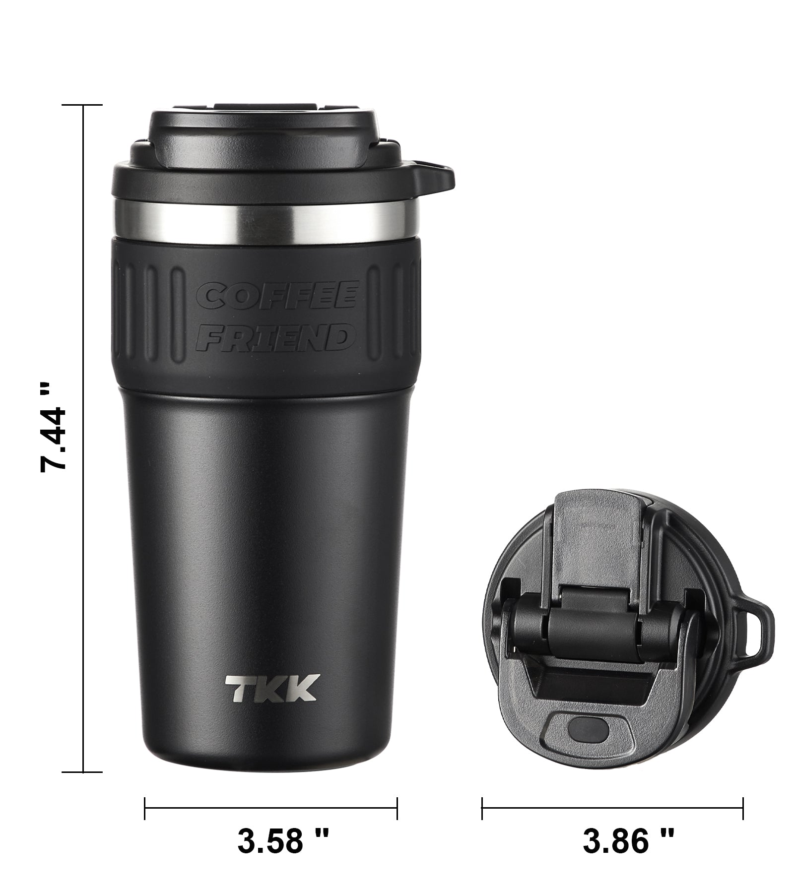 TKK Insulated Coffee Mug Ceramic Coating 21oz, 650ml with Strap for Hot and Iced Beverage