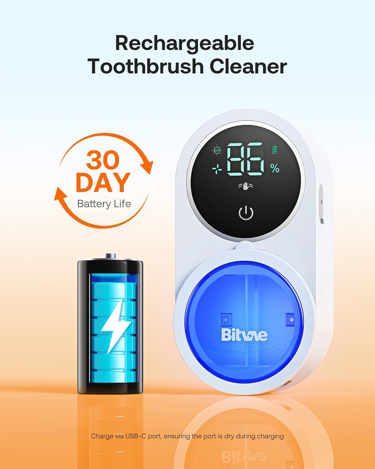 Bitvae UV Toothbrush Cleaner & Toothbrush Holder, LED Smart Screen