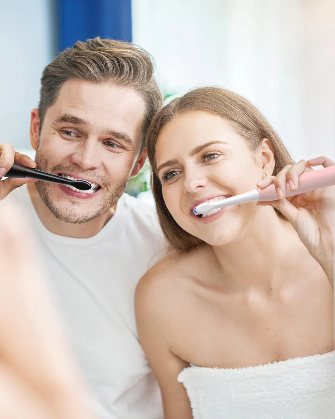 Bitvae D2 Bundle 2 Pack Electric Toothbrush Black & Pink, Ultrasonic with 8 Brush Heads, ADA Accepted