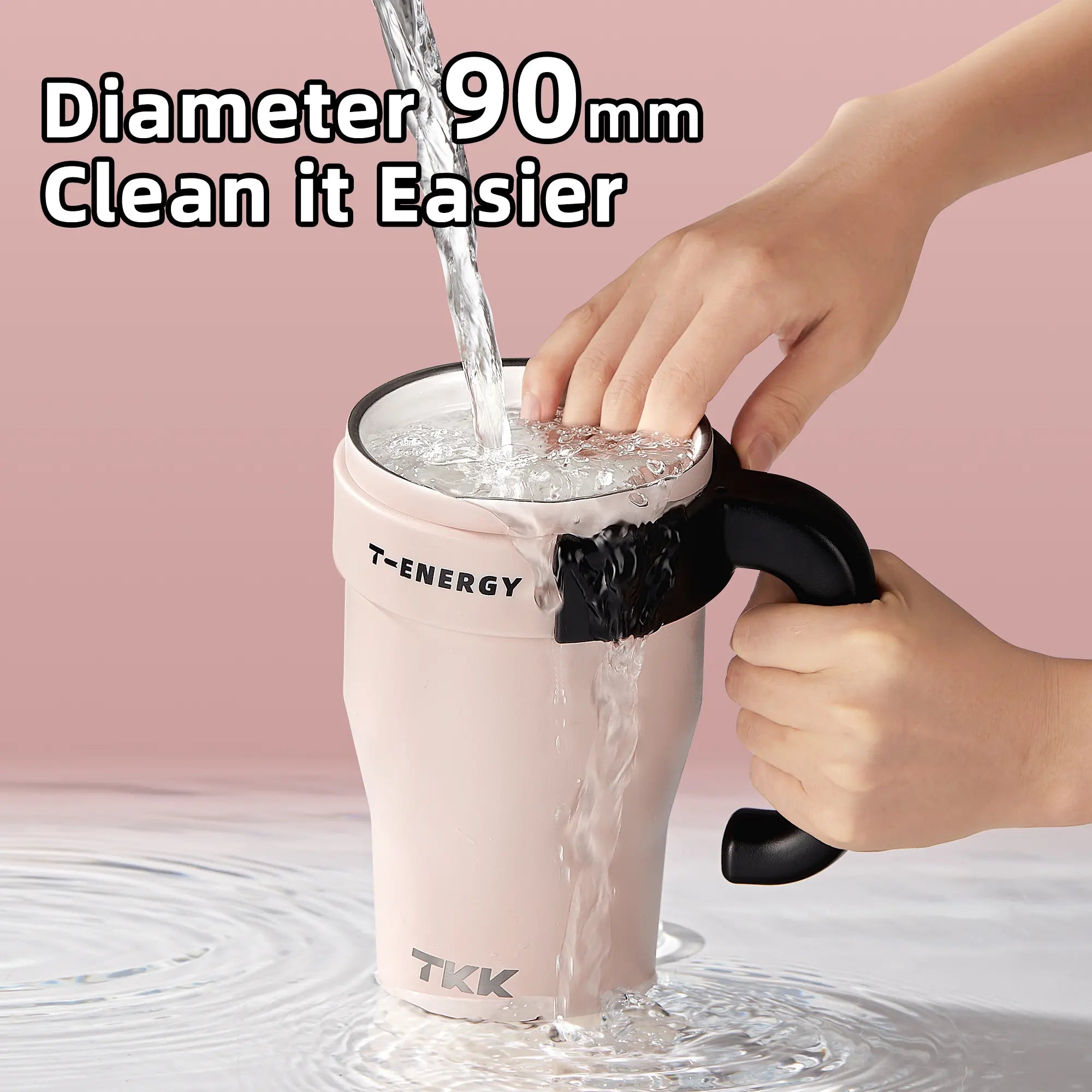 TKK Ceramic Coating Tumbler with Handle, Double Wall Vacuum Bottle With Straw and Lid, Hot for 12hrs and Cold For Up to 24hrs