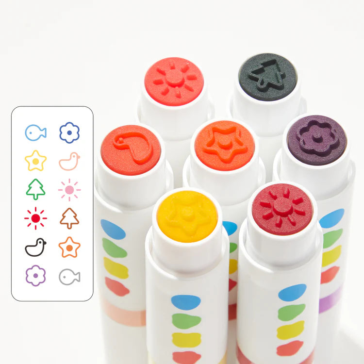 MiDeer Round-Tip Stamper Washable Marker 6 Colors