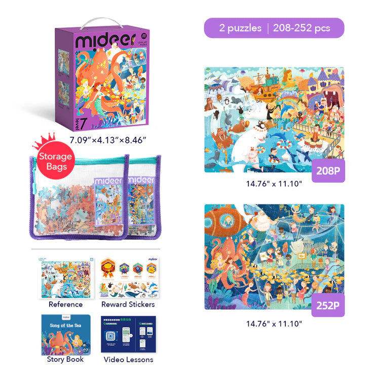 Mideer Level Up! Puzzles with Storage Bag - Level 7: Song Of The Sea 208P-252P