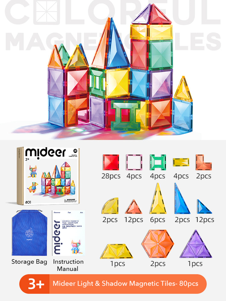 Mideer Prism Magnetic Tiles 80Pcs