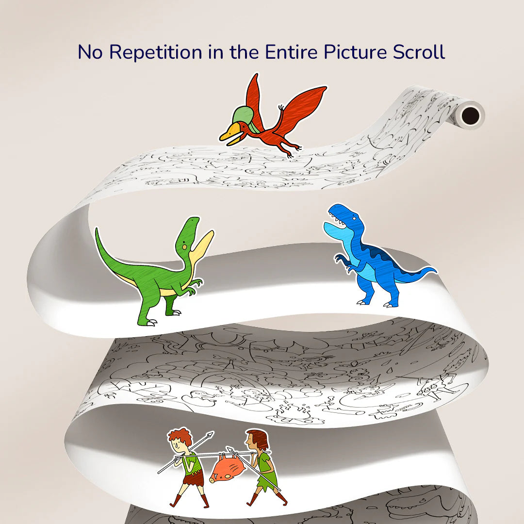 Mideer 4 Meters Adhesive Coloring Scroll: The Amazing Dinosaurs