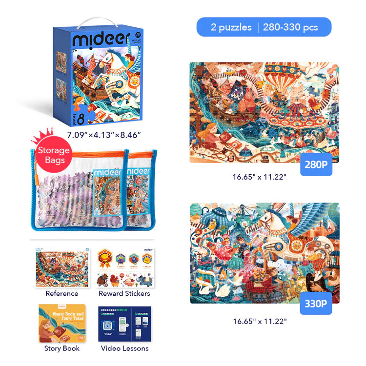 Mideer Level Up! Puzzles with Storage Bag - Level 8: Magic Book And Fairy Tales 280P-330P