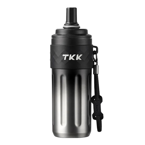 TKK 500ml Double Wall Insulated Portable GYM Water Bottles With Silicone Straw