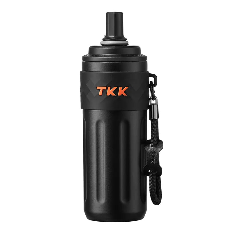TKK 500ml Double Wall Insulated Portable GYM Water Bottles With Silicone Straw