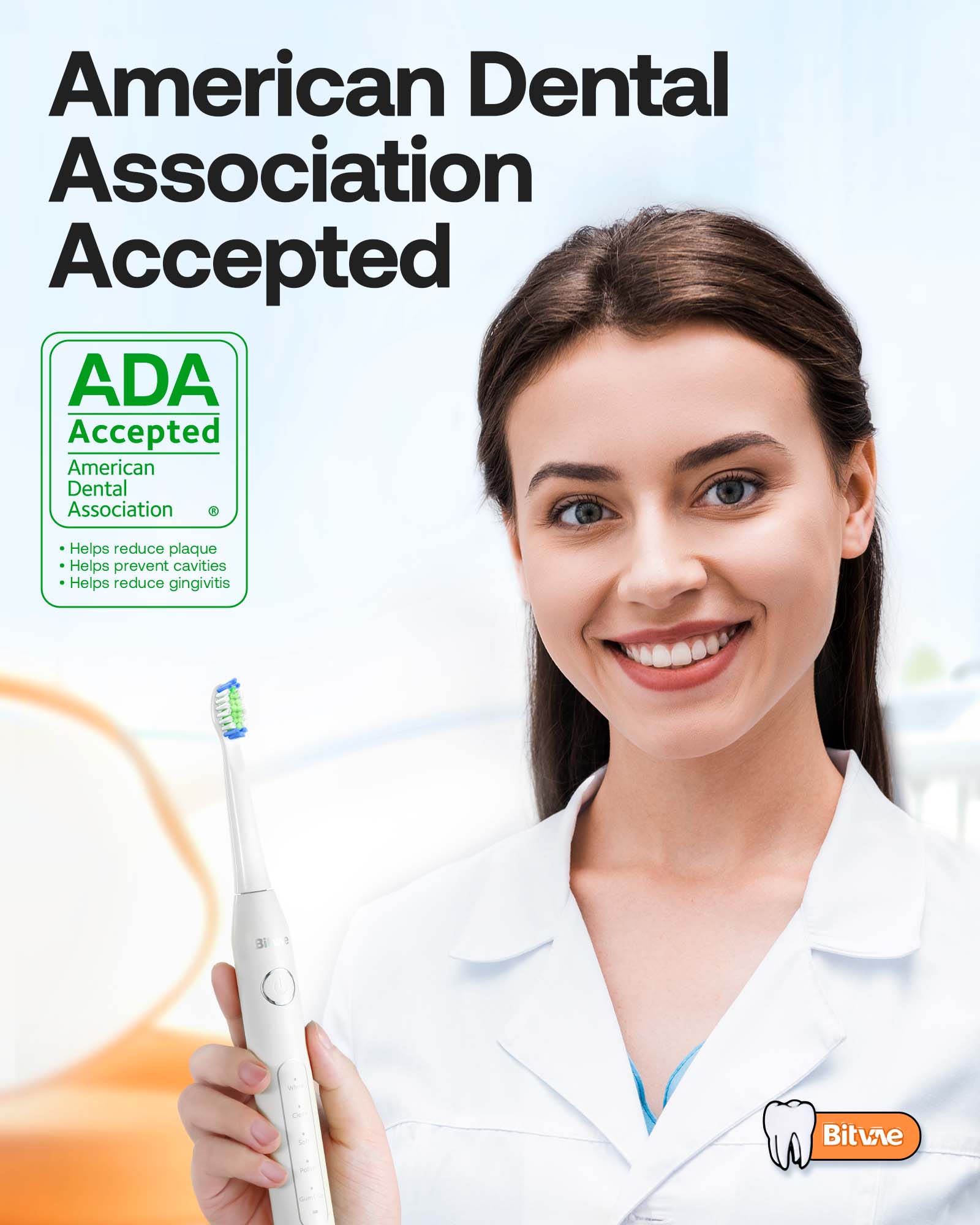 Bitvae D2 Electric Toothbrush, Ultrasonic with 8 Brush Heads, ADA Accepted