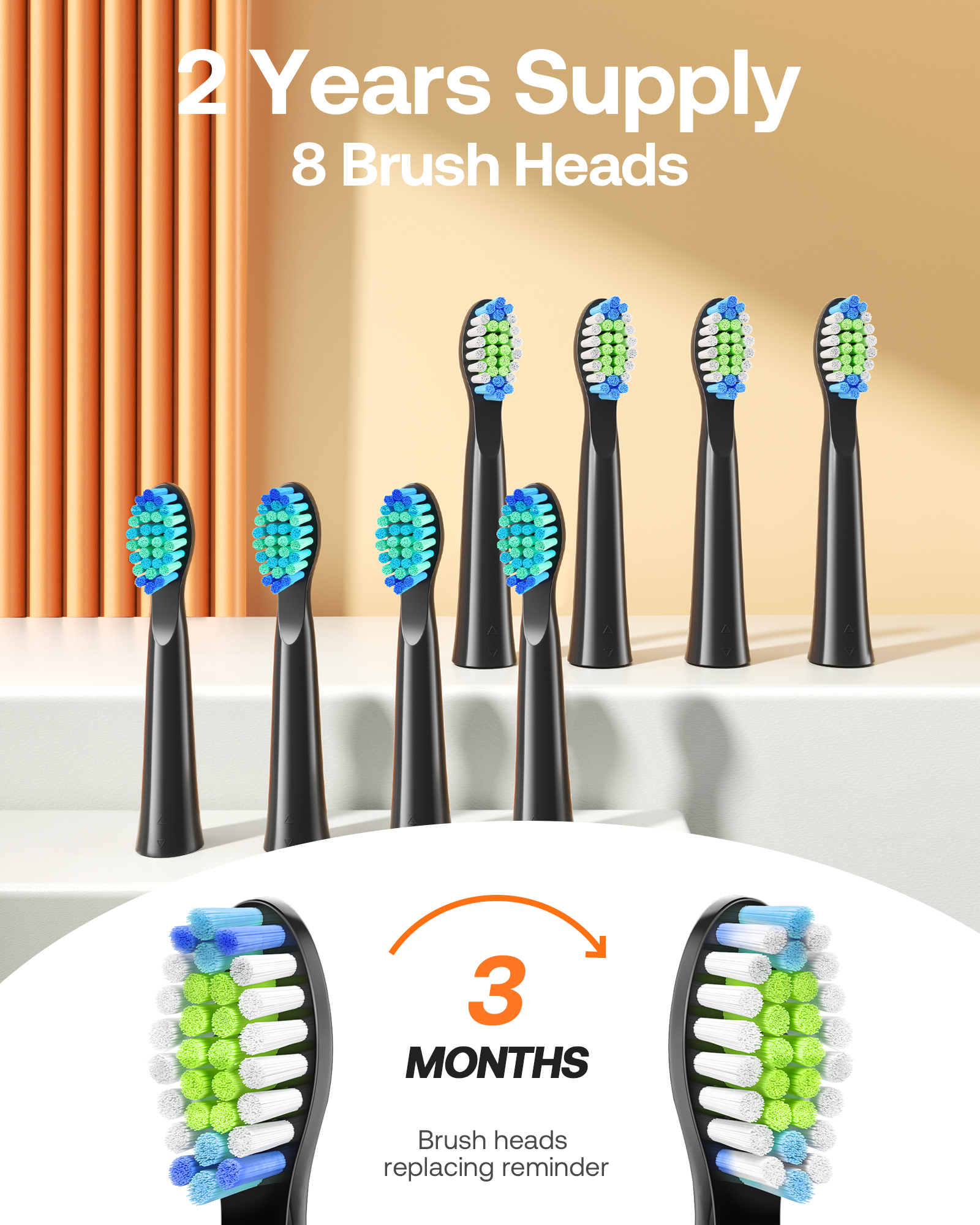 Bitvae D2 Electric Toothbrush, Ultrasonic with 8 Brush Heads, ADA Accepted