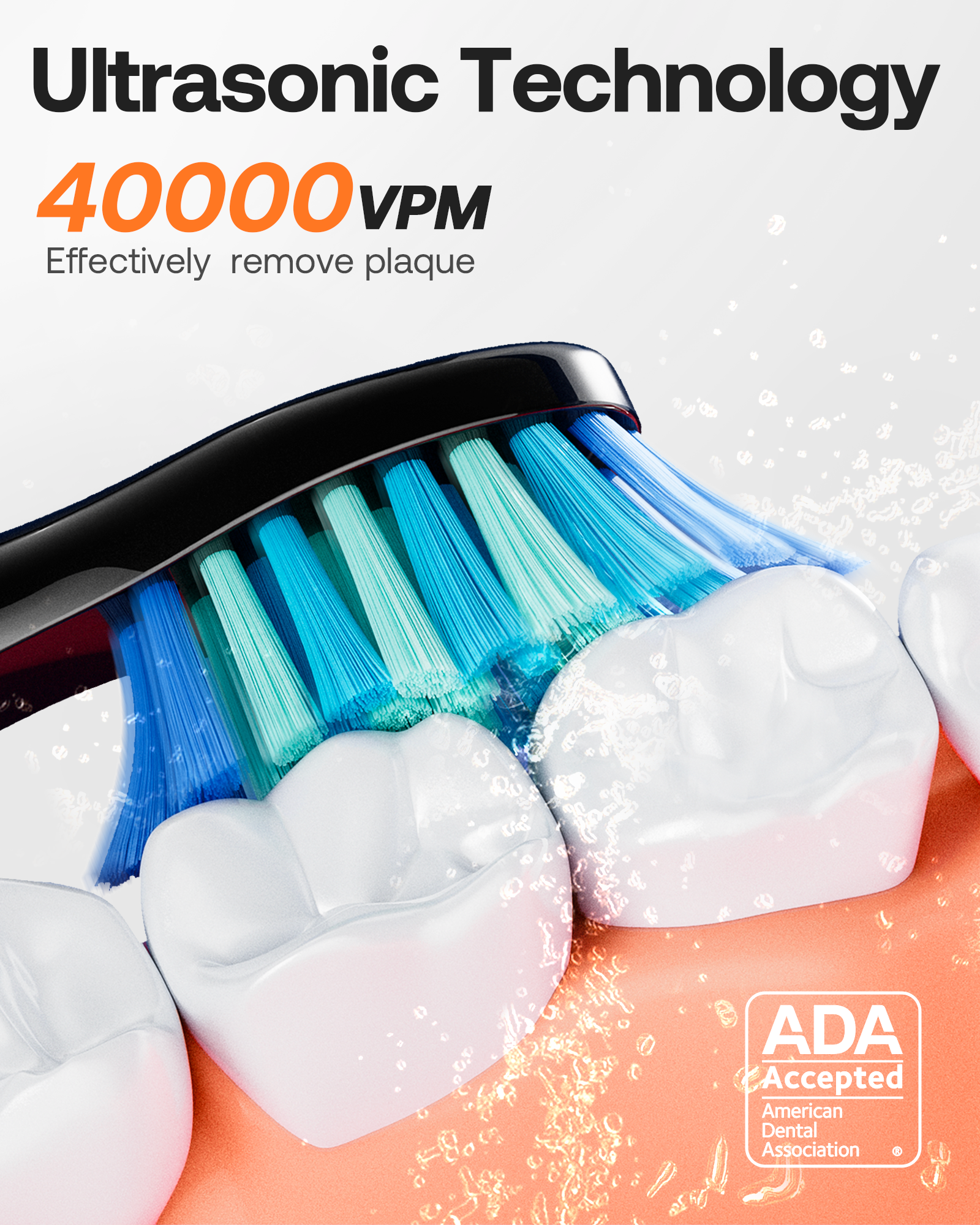 Bitvae D2 Electric Toothbrush, Ultrasonic with 8 Brush Heads, ADA Accepted