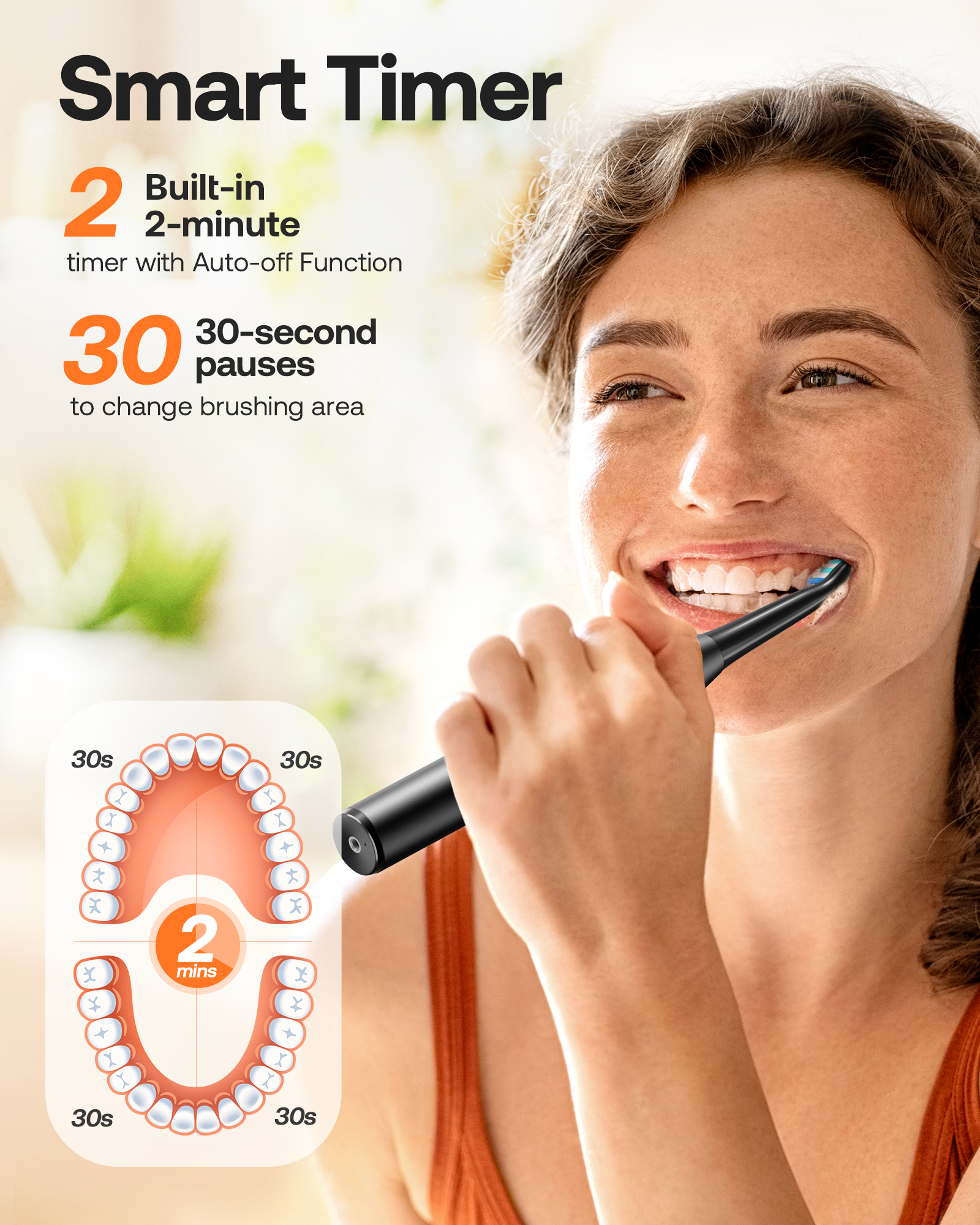 Bitvae D2 Electric Toothbrush, Ultrasonic with 8 Brush Heads, ADA Accepted