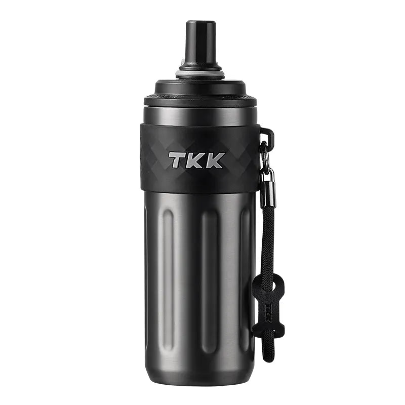 TKK 500ml Double Wall Insulated Portable GYM Water Bottles With Silicone Straw