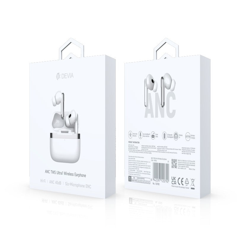Devia ANC TWS Ultra1 Wireless Earphone White