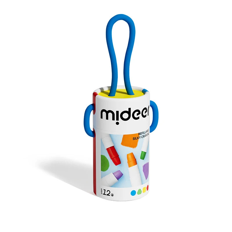 MiDeer Silky Quick-Dry Crayons Colorful Bucket 12 Colors