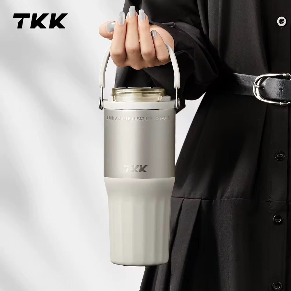 TKK Premium Leakproof Vaccum Bottle Ceramic Coated Tumbler with Straw Lid, 700ml Stainless Steel
