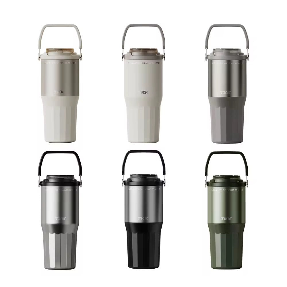 TKK Premium Leakproof Vaccum Bottle Ceramic Coated Tumbler with Straw Lid, 700ml Stainless Steel