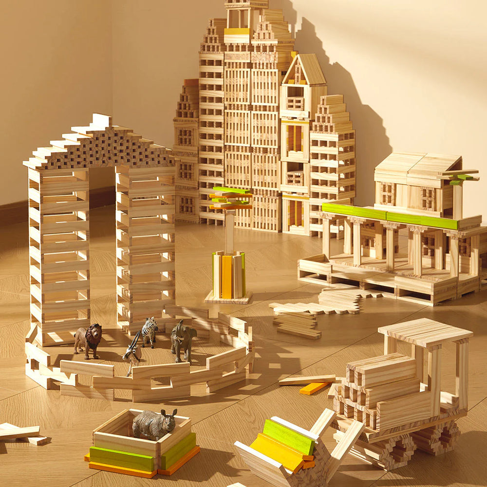 Mideer Archimedes Wooden Building Blocks: Cool Color 50pcs