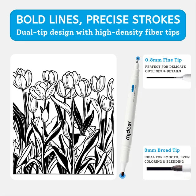Mideer Dual Tip Permanent Markers - 3pcs