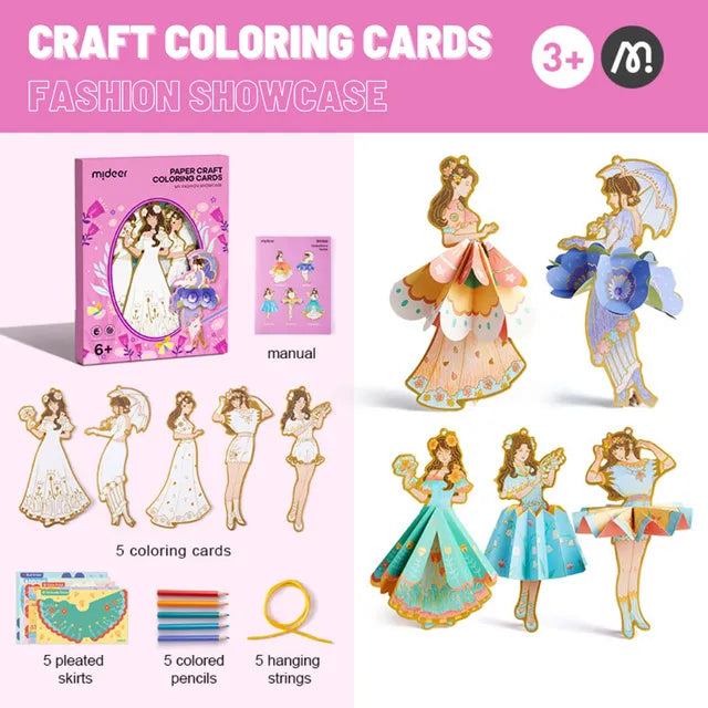 Mideer Paper Craft Coloring Cards: My Fashion Showcase