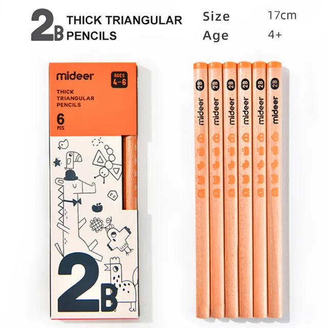 Crayon Triangulaire Mideer 2B - 6 pièces