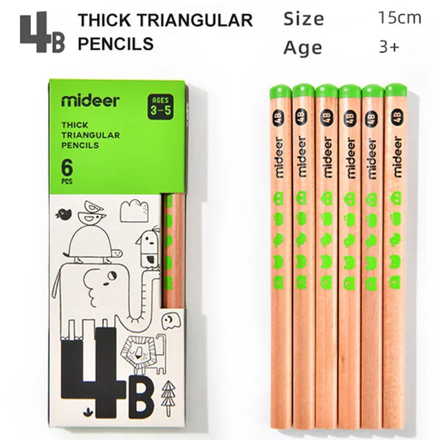 Crayon Triangulaire Mideer 4B - 6 pièces