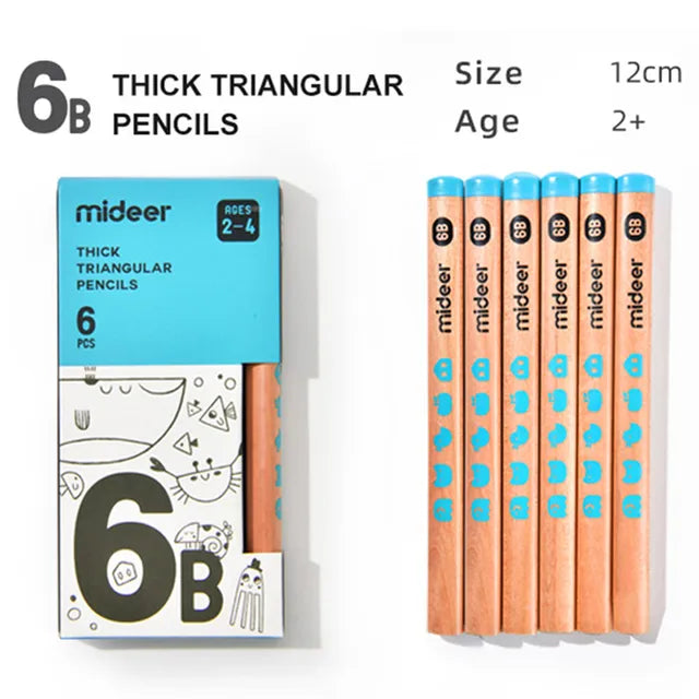 Crayon Triangulaire Mideer 6B - 6 pièces