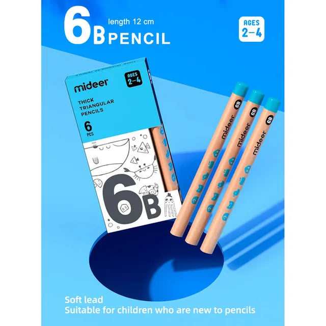 Crayon Triangulaire Mideer 6B - 6 pièces