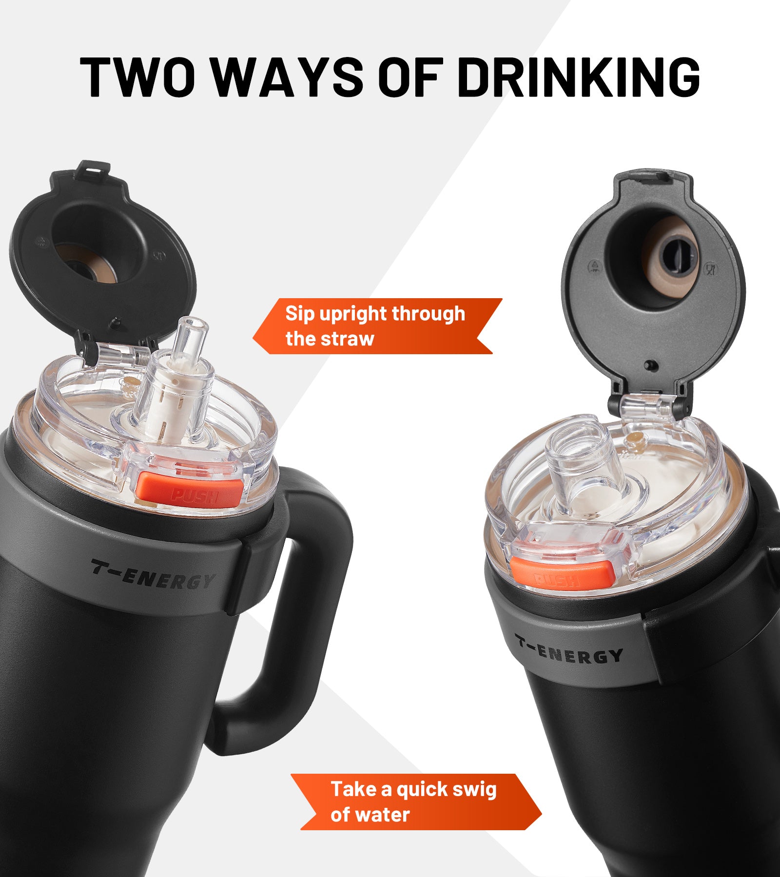TKK Ceramic Coating Tumbler with Handle, Double Wall Vacuum Bottle With Straw and Lid, Hot for 12hrs and Cold For Up to 24hrs