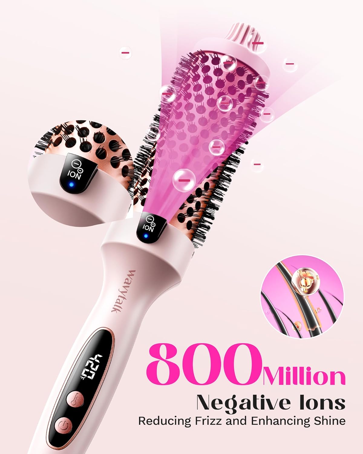 Wavytalk Blowout Boost Thermal Brush,1.5 inch Heated Round Brush for Blowout Look