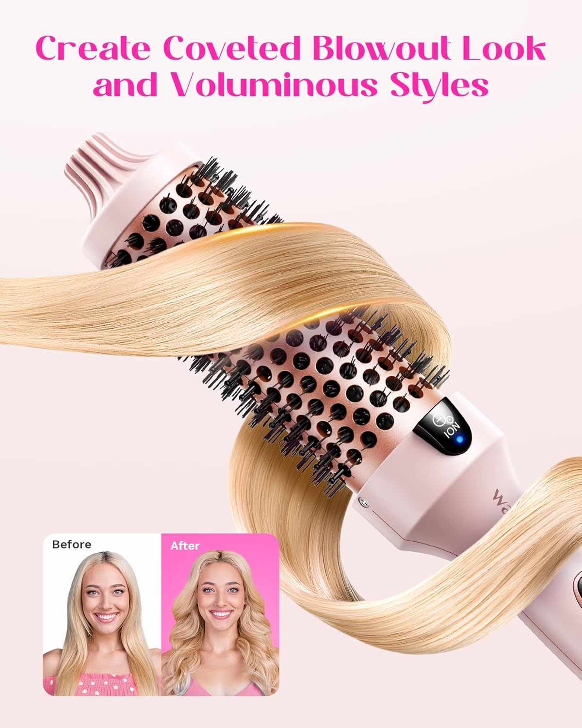Wavytalk Blowout Boost Thermal Brush,1.5 inch Heated Round Brush for Blowout Look