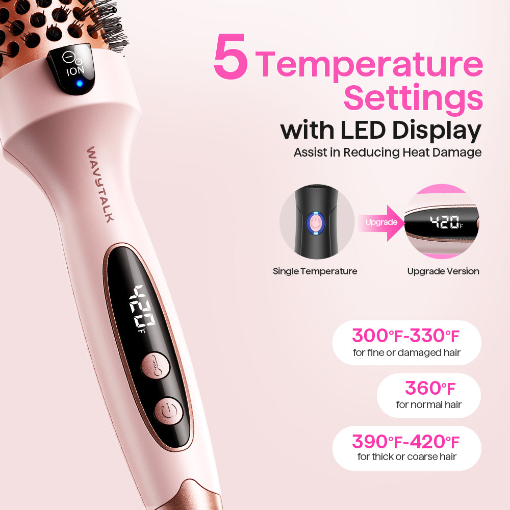 Wavytalk Blowout Boost Thermal Brush,1.5 inch Heated Round Brush for Blowout Look