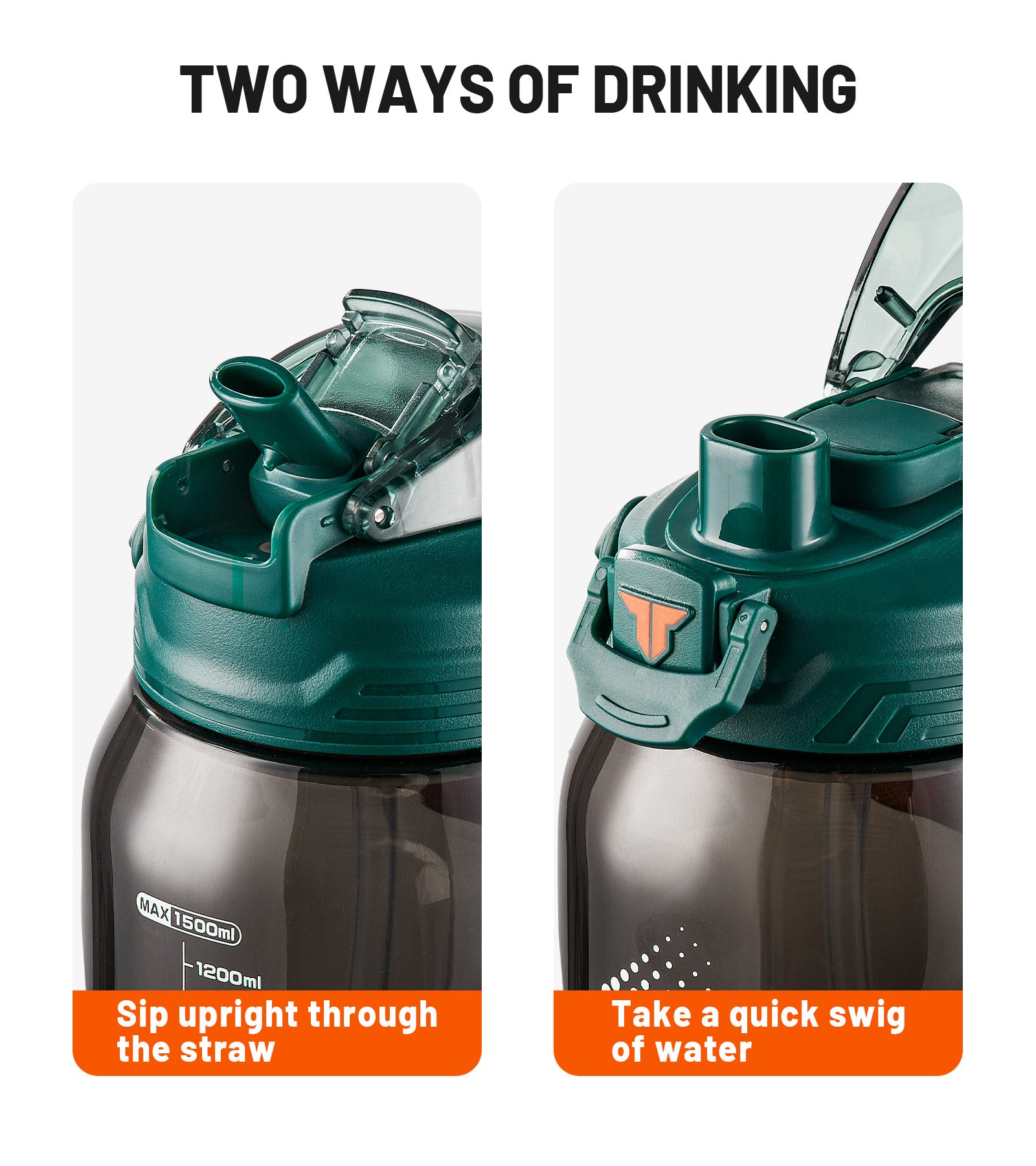 TKK Tritan 68oz Half Gallon 2000ml Water Bottle with Handle & Removable Straw, Leak-Proof, BPA Free