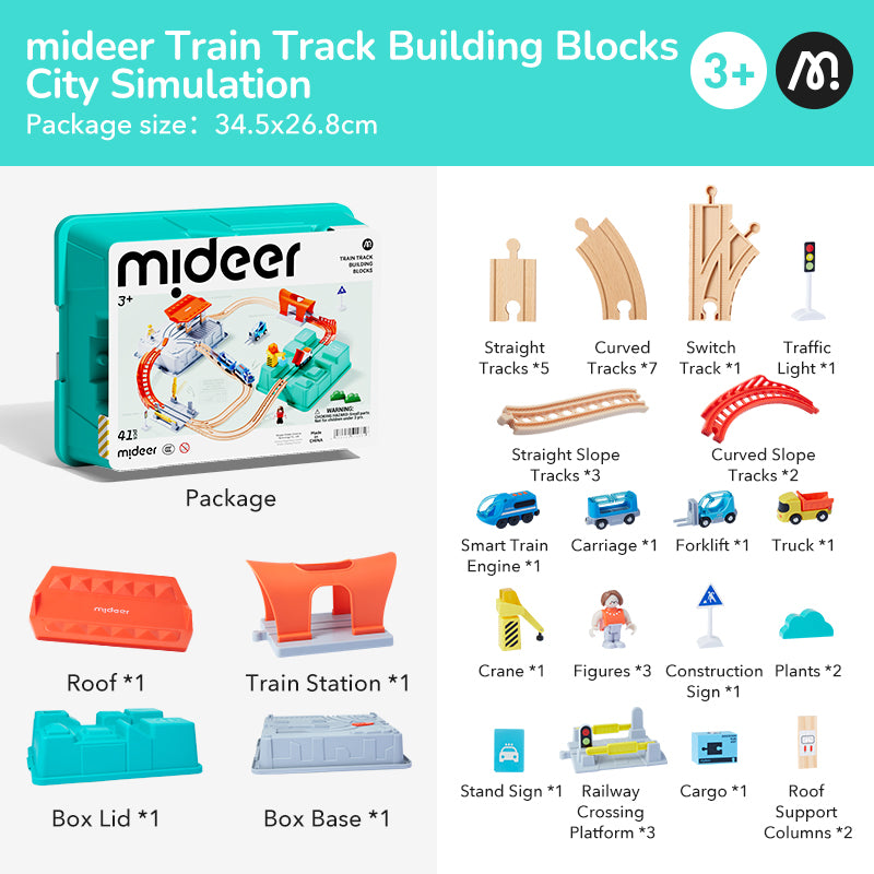 Mideer Train Track Building Blocks Urban Adventure 41 Pcs