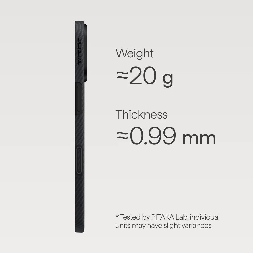PITAKA Ultra-Slim Case for iPhone 17 Black/Grey (PitaTap™)