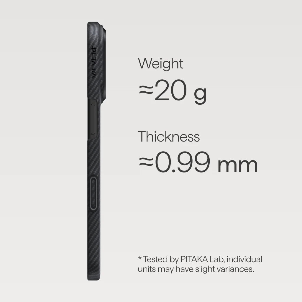 PITAKA Ultra-Slim Case for iPhone 17 Pro Black/Grey (PitaTap™)