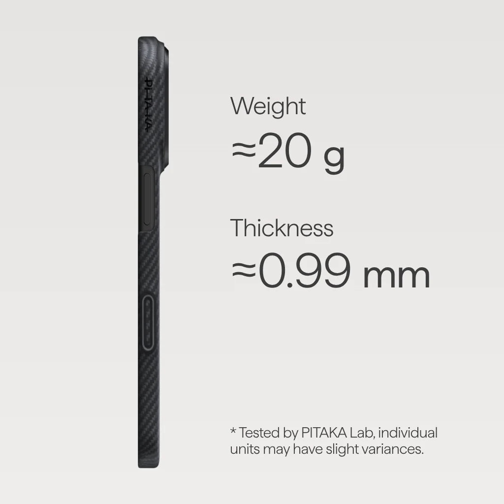PITAKA Ultra-Slim Case for iPhone 17 Pro Max Black/Grey (PitaTap™)
