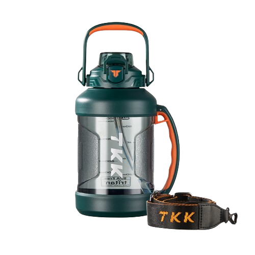 TKK Half Gallon, 2000ml Tritan Sport Bottle with Straw 2 in 1 Lid Dishwasher BPA Free