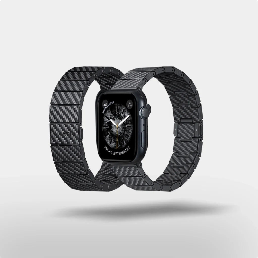 PITAKA Carbon Fiber Watch Band for Apple Watch Modern Black/Grey Twil)