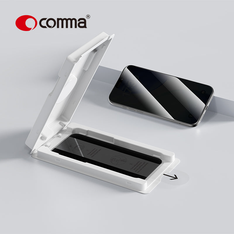 Comma Dun Series Privacy Tempered Glass (With Assist Tool) for iPhone 17 Pro Max