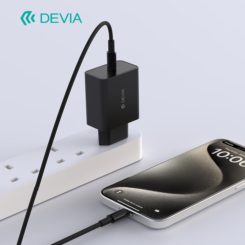 Devia Rocket Series Set 45W PD Quick Charger Adapter With C-C Cable (EU) Black