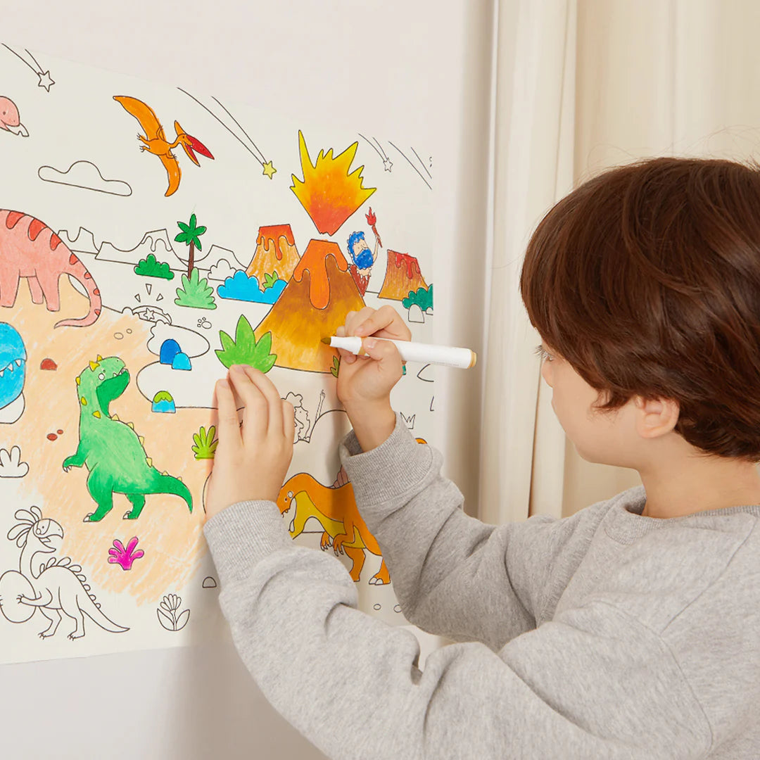 Mideer 4 Meters Adhesive Coloring Scroll: The Amazing Dinosaurs