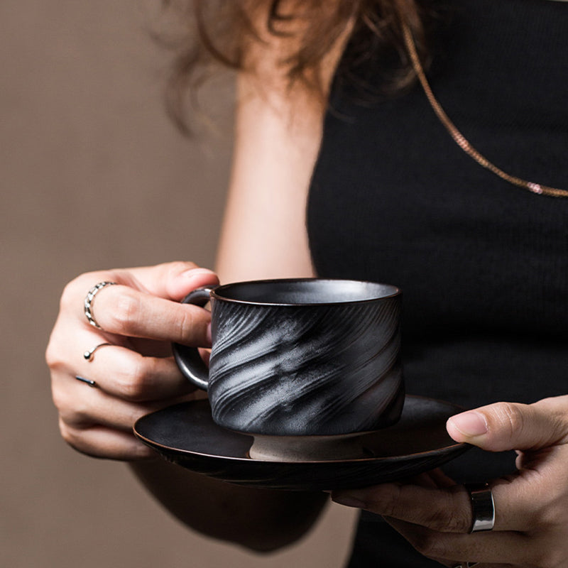 Set of 3 Premium Ceramic Coffee & Tea Mug with Saucer
